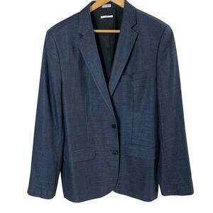 Calvin Klein Sz L Regular Slim Fit Sport Coat Blazer Jacket Navy Blue Business